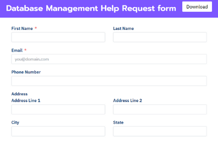 Database Management Help Request Form Template