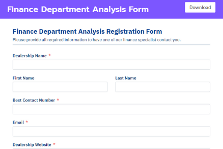 Fluent Forms' finance department analysis form