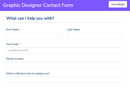 Graphic Designer Contact Form Template