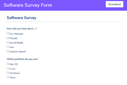 Software Survey Form Template