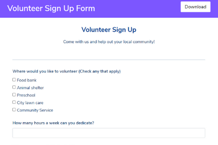 Volunteer Sign Up Form Template