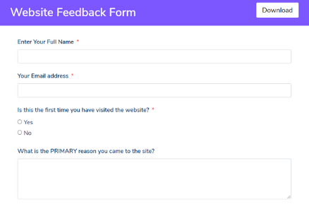 Website Feedback Form Template