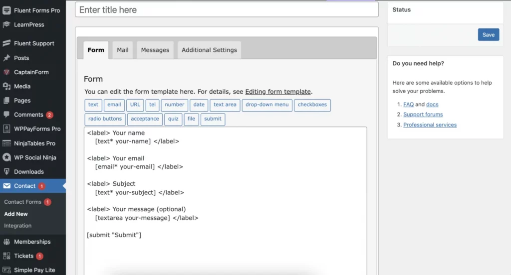 Contact Form 7 editor - Fluent Forms