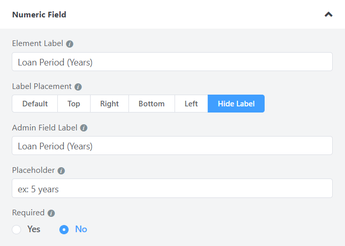 14. Numeric field for loan period 26891
