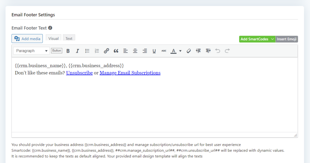 20. FluentCRM Email Footer Settings 1 26891