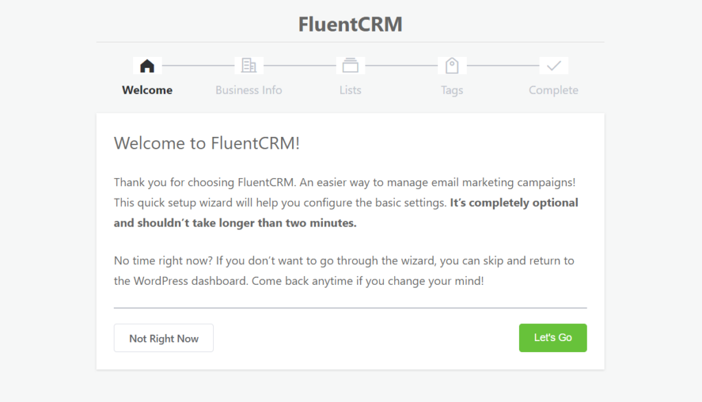 4. FluentCRM welcome screen 26891