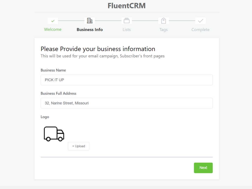 5.1 FluentCRM Provide your business info 26891