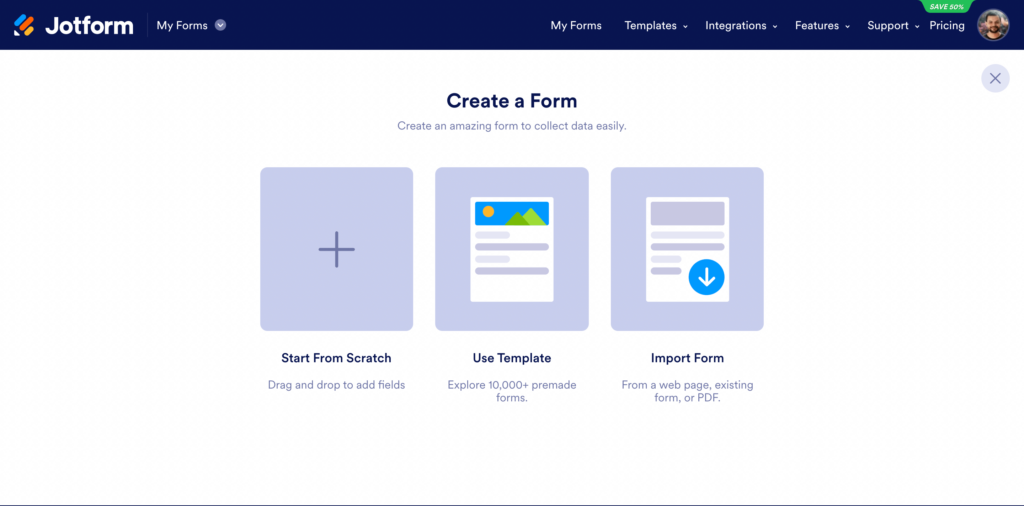 3. JotForm choose a template 26891