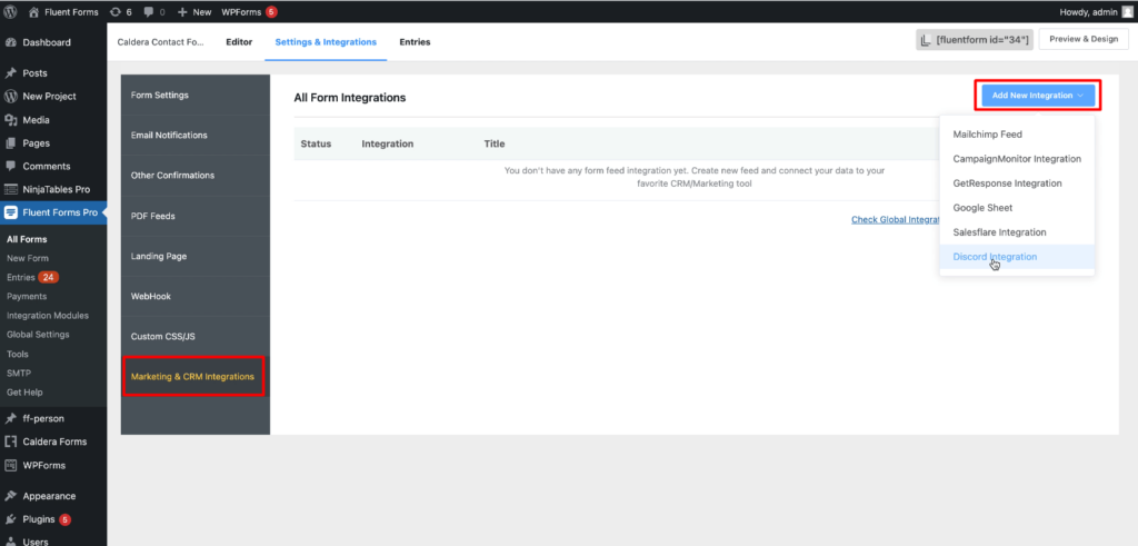 Salesflare and Discord integration in Fluent Forms 14720