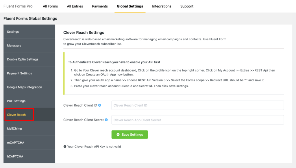 CleverReach Global Settings 15234