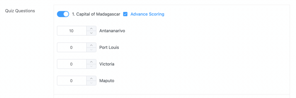 5. Advance quiz scoring 16769