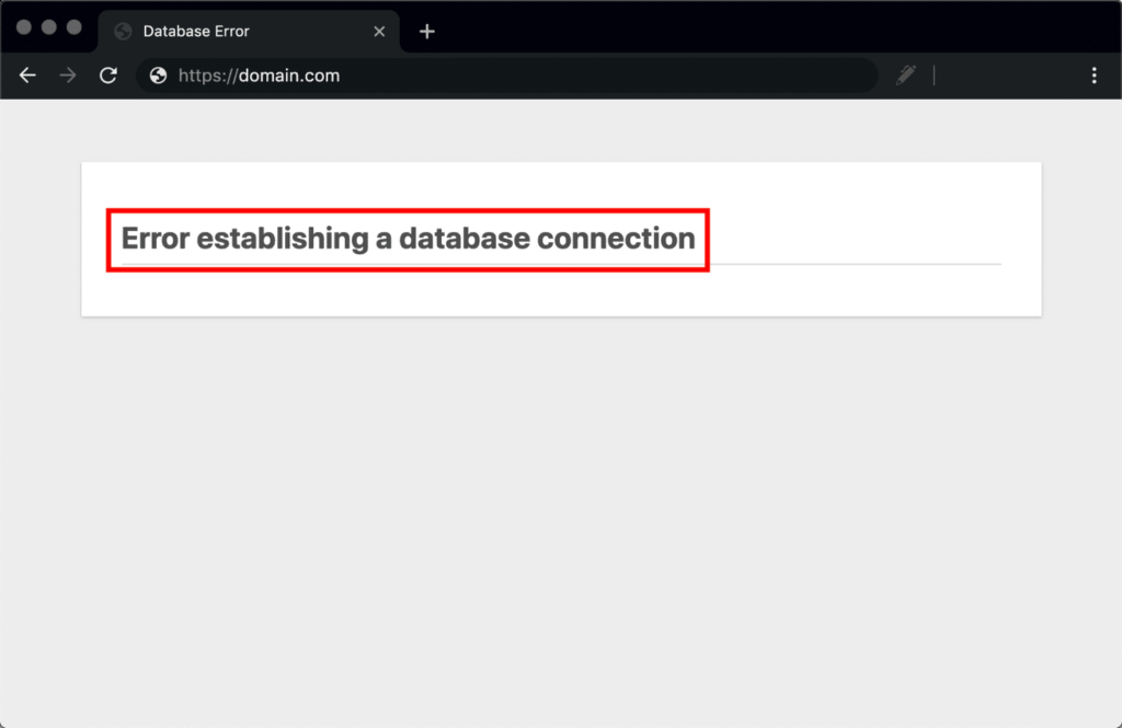 error establishing a database connection in chrome 16469