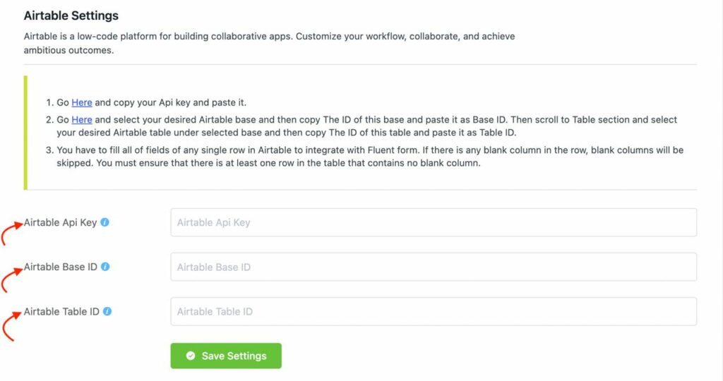 Airtable Integration with Fluent Forms