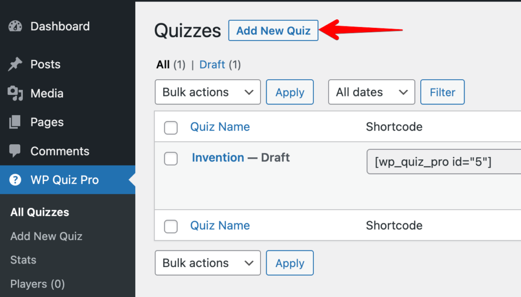 5. WP Quiz Pro Add new quiz 17472