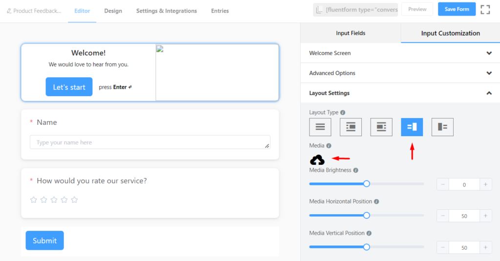 Changing form layout to allow adding images