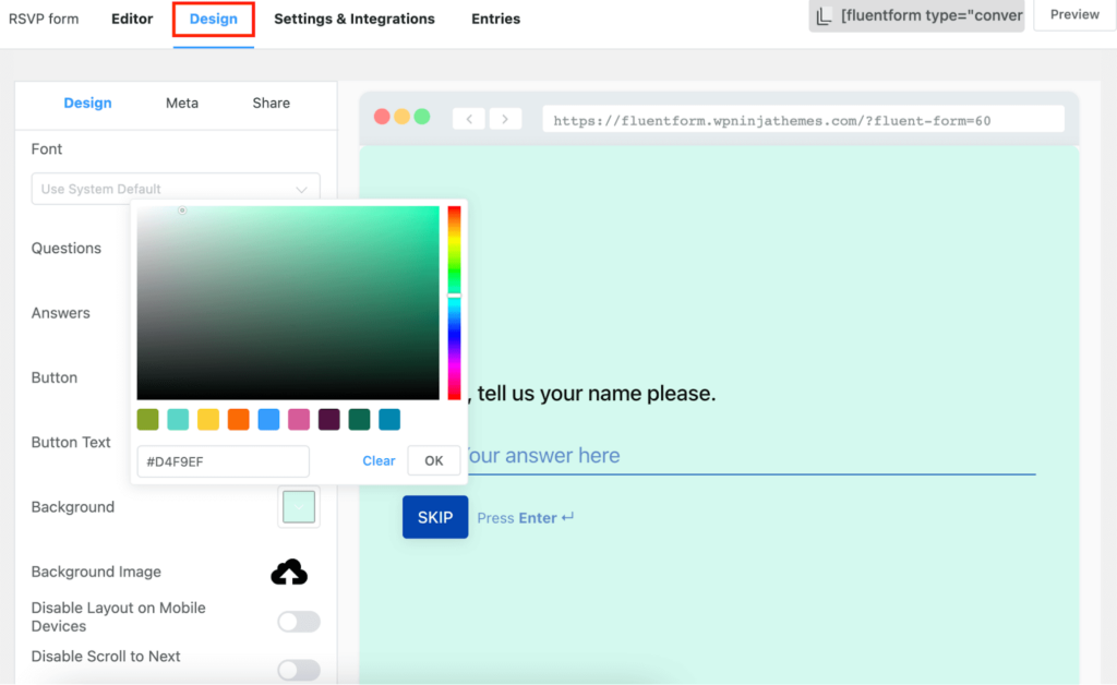 Design your conversational form 20599