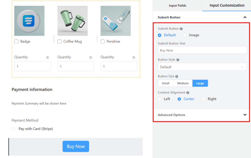 Customize the Submit button