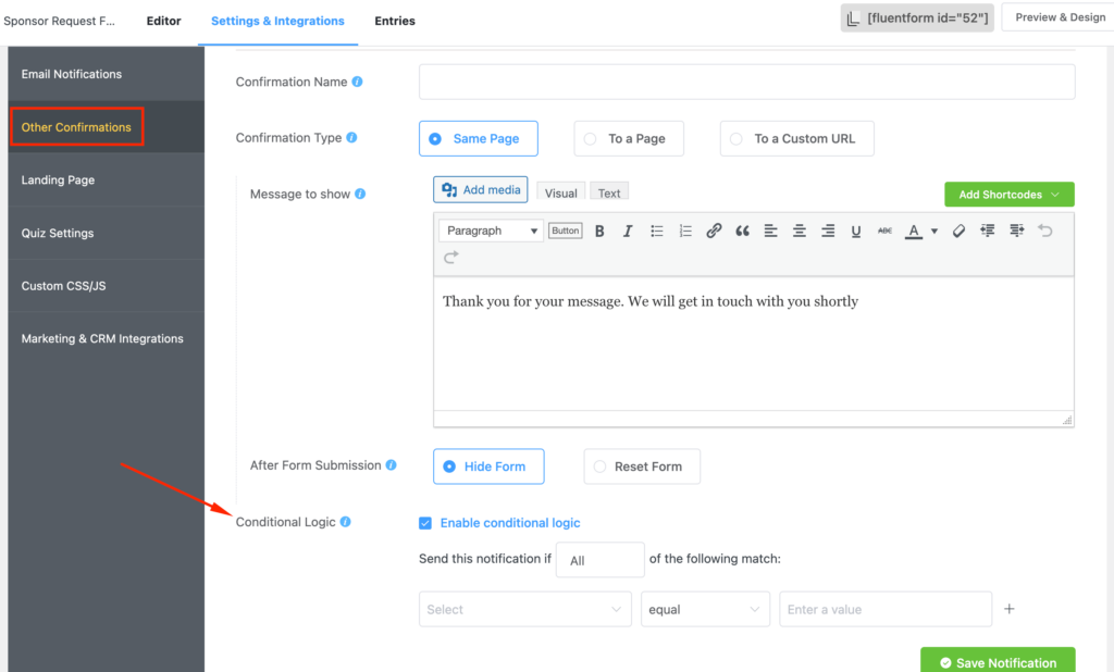 Other confirmation with conditional logic 23649