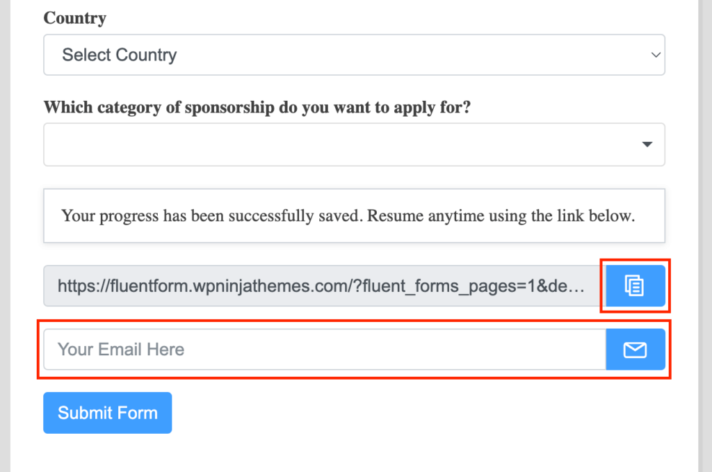 Save and resume feature of Fluent Forms