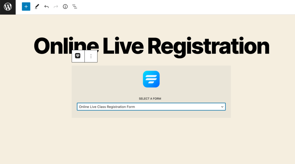 Publishing form using Gutenberg block editor