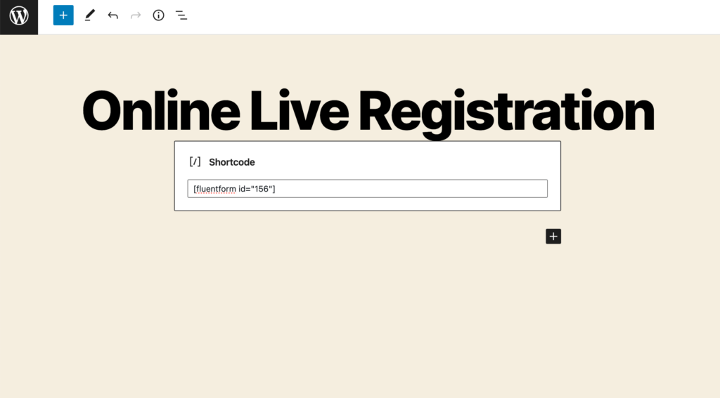 Publishing form using shortcode