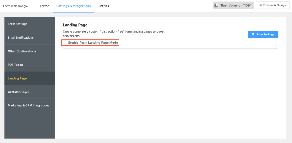 Enabling the Landing Page Mode
