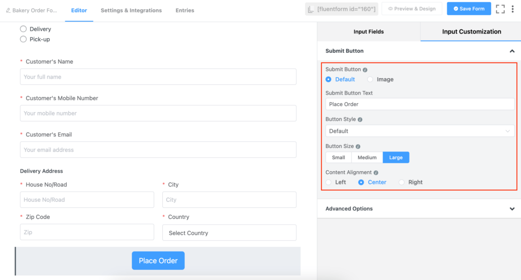 Customizing the submit button