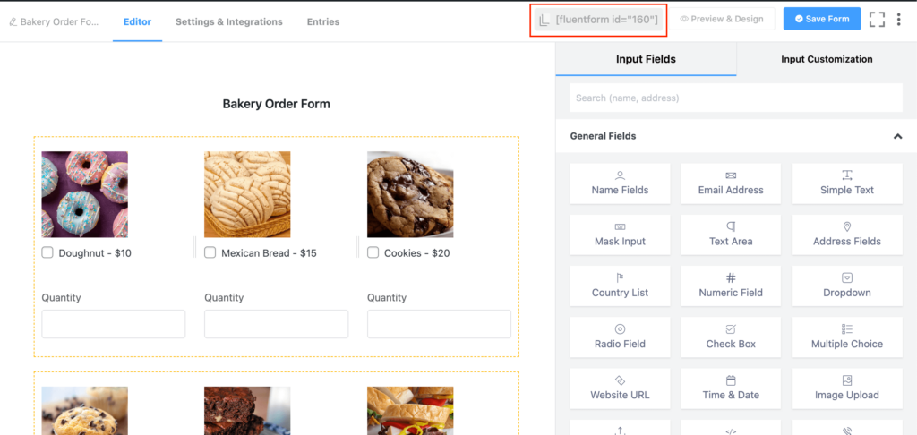 Fluent Forms shortcode