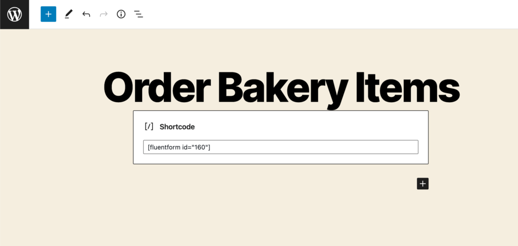 Publishing form using shortcode