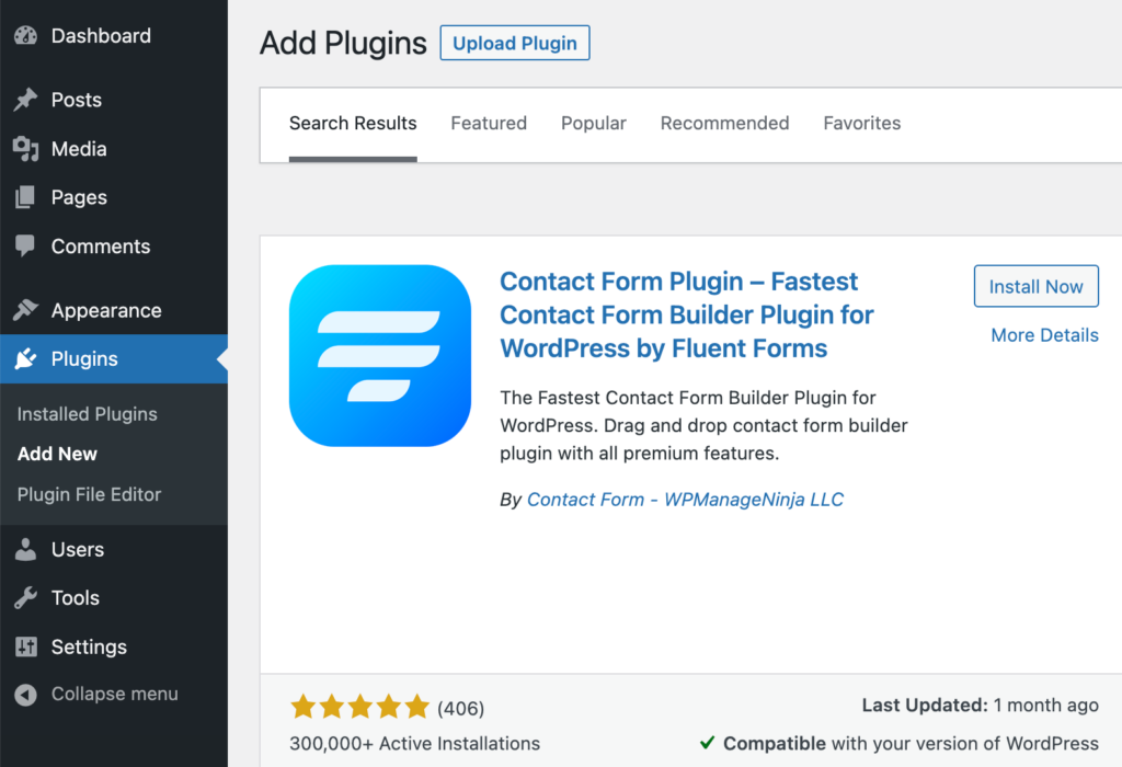 Install Fluent Forms