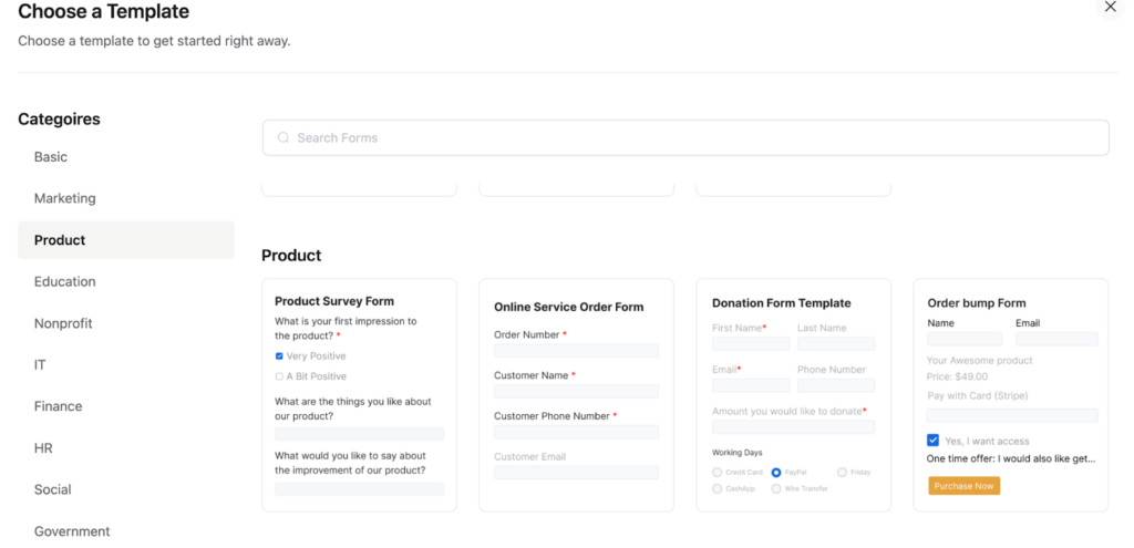 Form templates