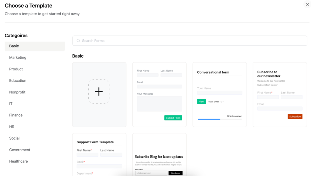 Form templates