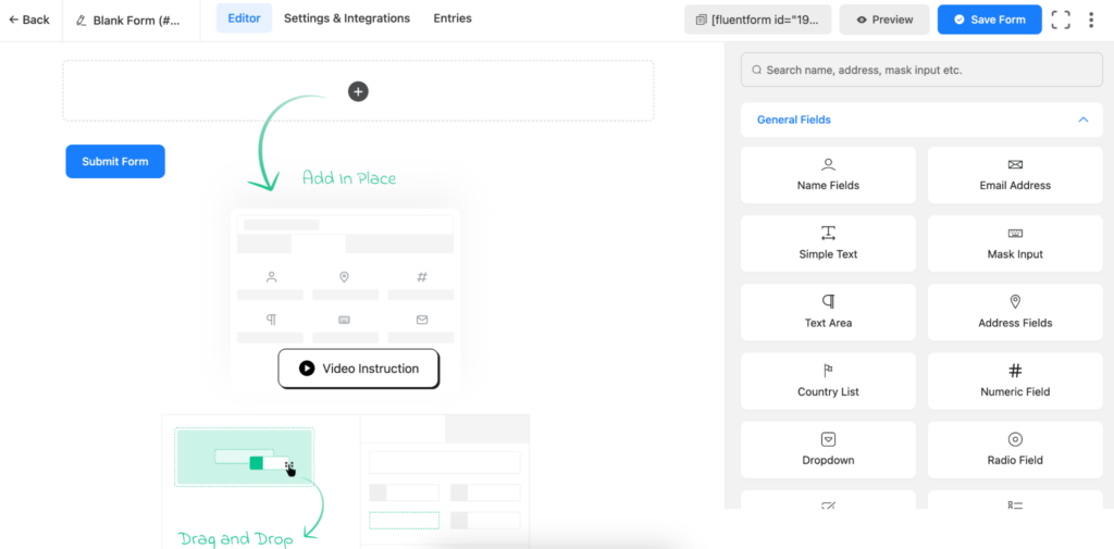 Fluent Forms editor, new editor