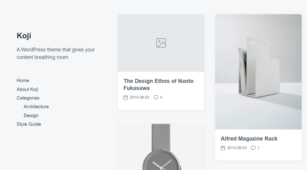 Absolutely Free WordPress Themes for Artists: Koji