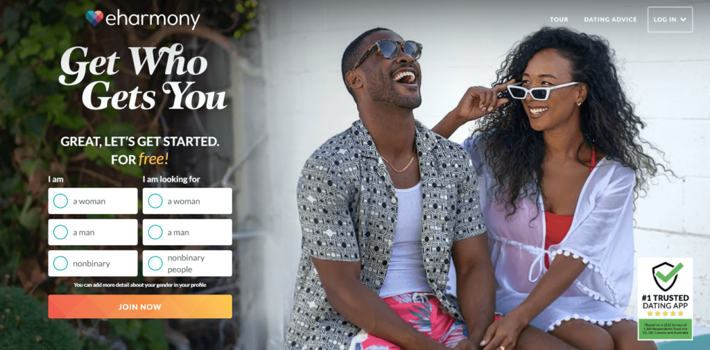 eHarmony's form for lead capture