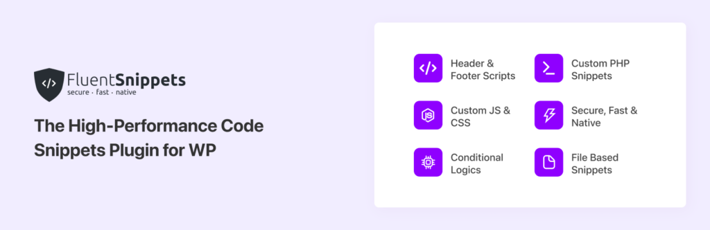 code snippets plugin for WordPress - FluentSnippets