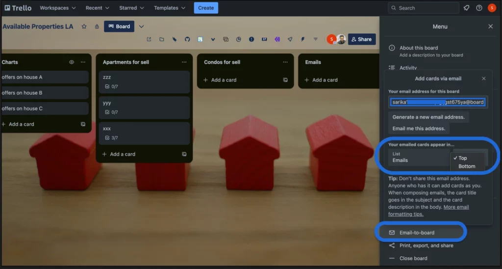 Trello email to board hack step 2