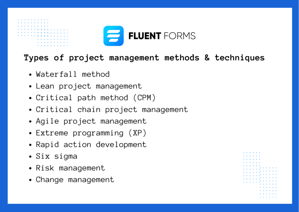 Types of project management methods & techniques