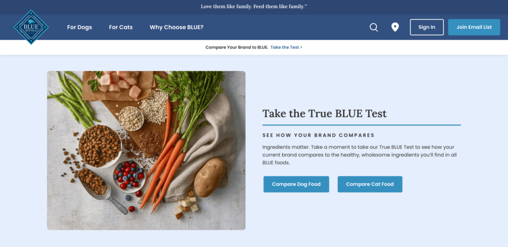 call to action example: Blue Buffalo