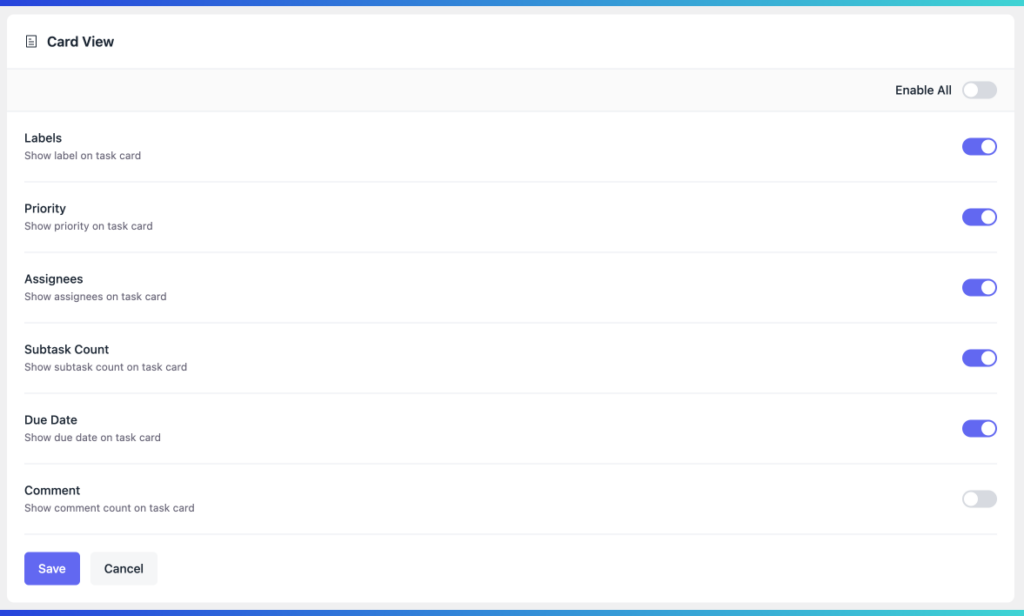 fluentboards card view preference