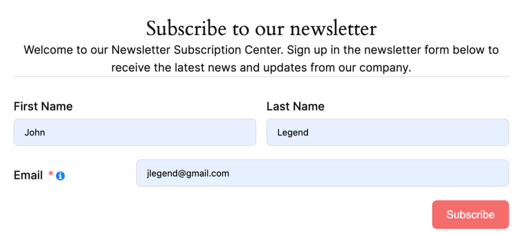 Demo Newsletter form