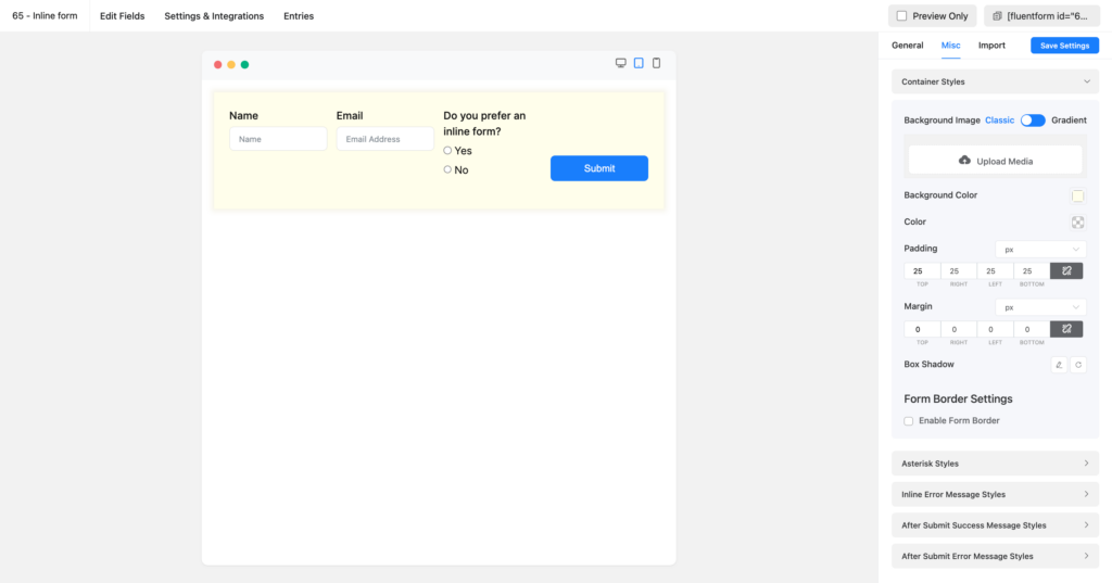 inline form