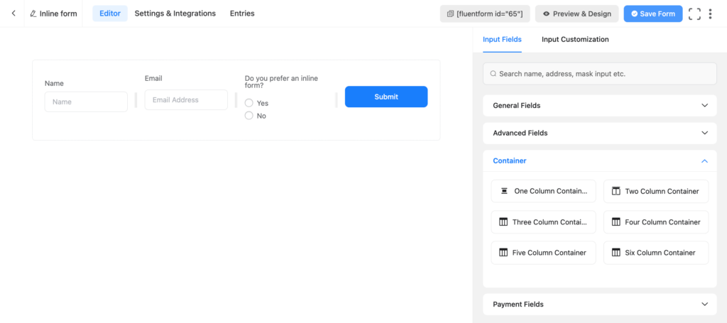 save the inline form