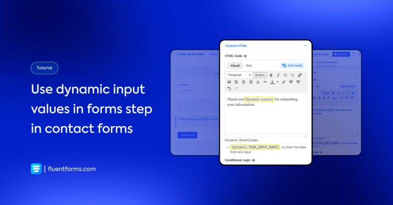 How to use dynamic input values in forms step in WordPress forms