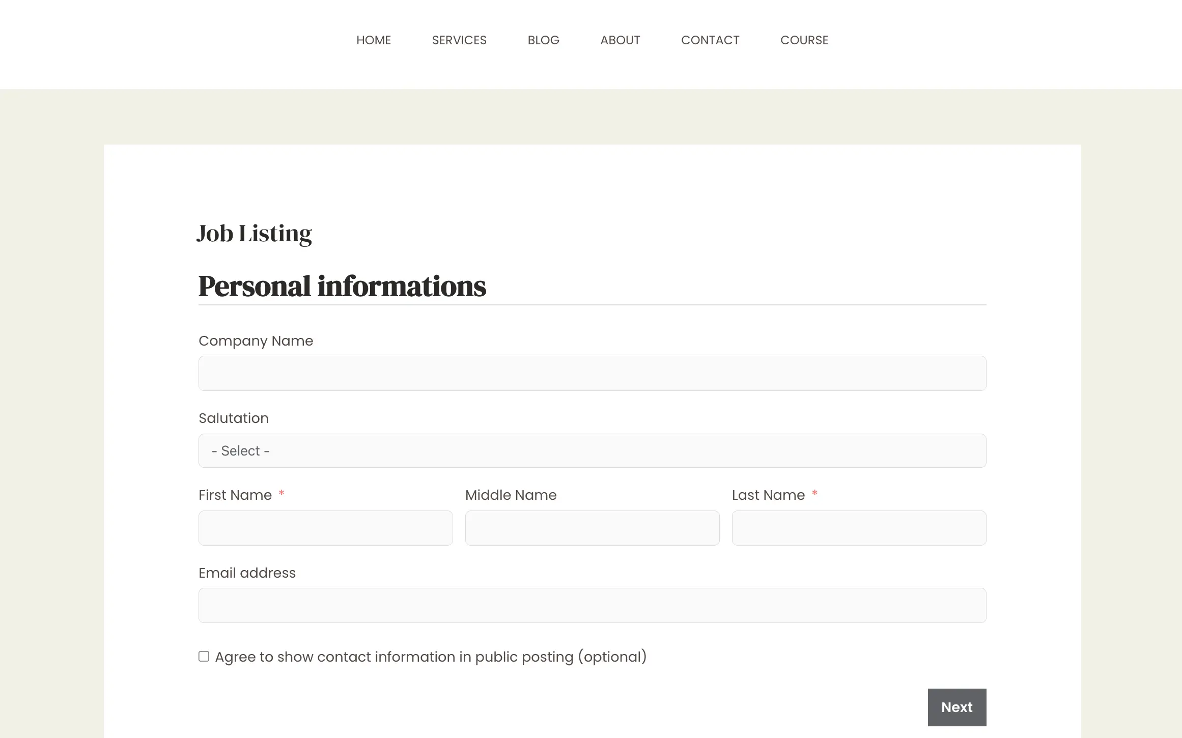 Job Listing information collect form 50938