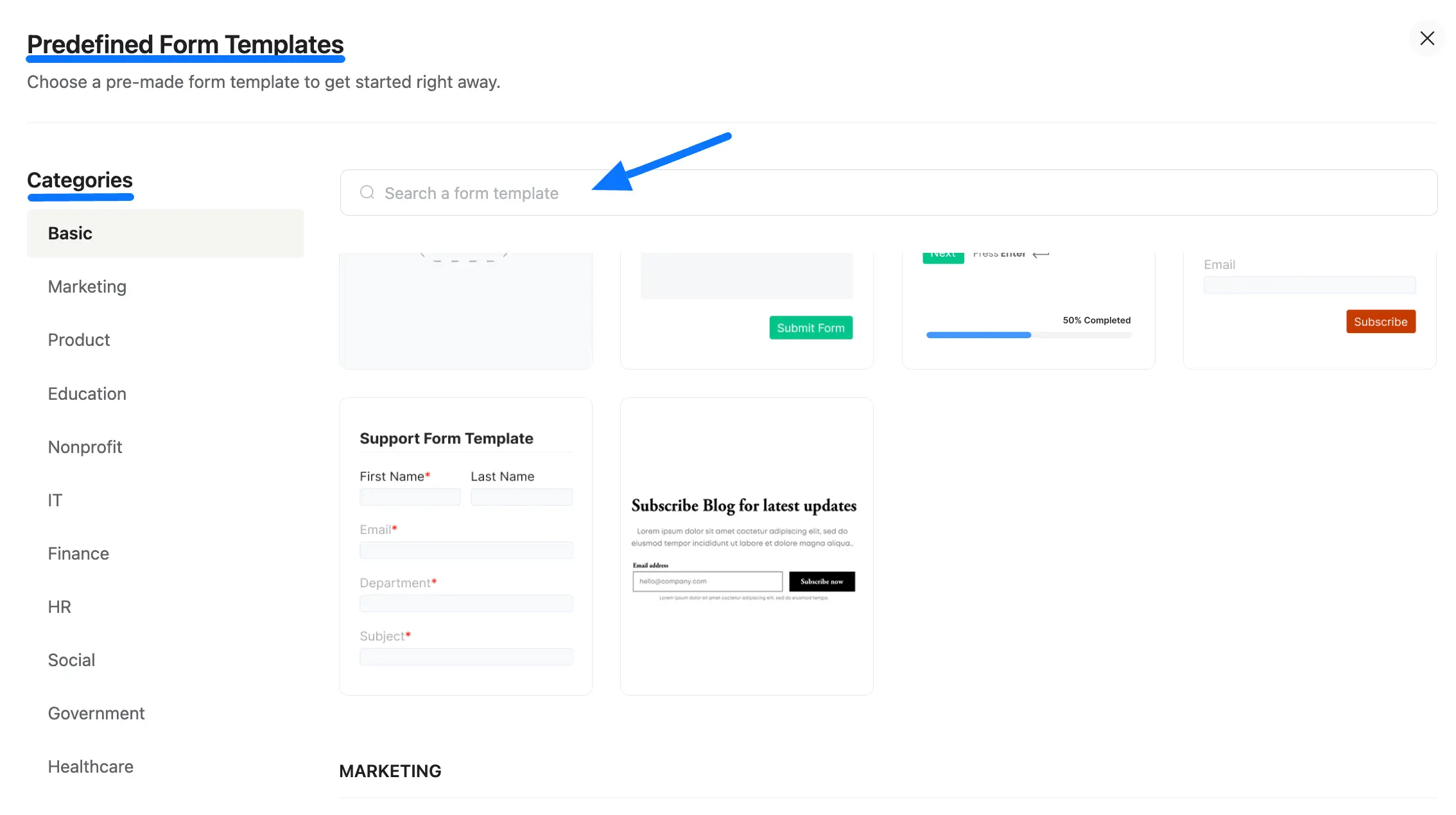pre built Form Template 50938