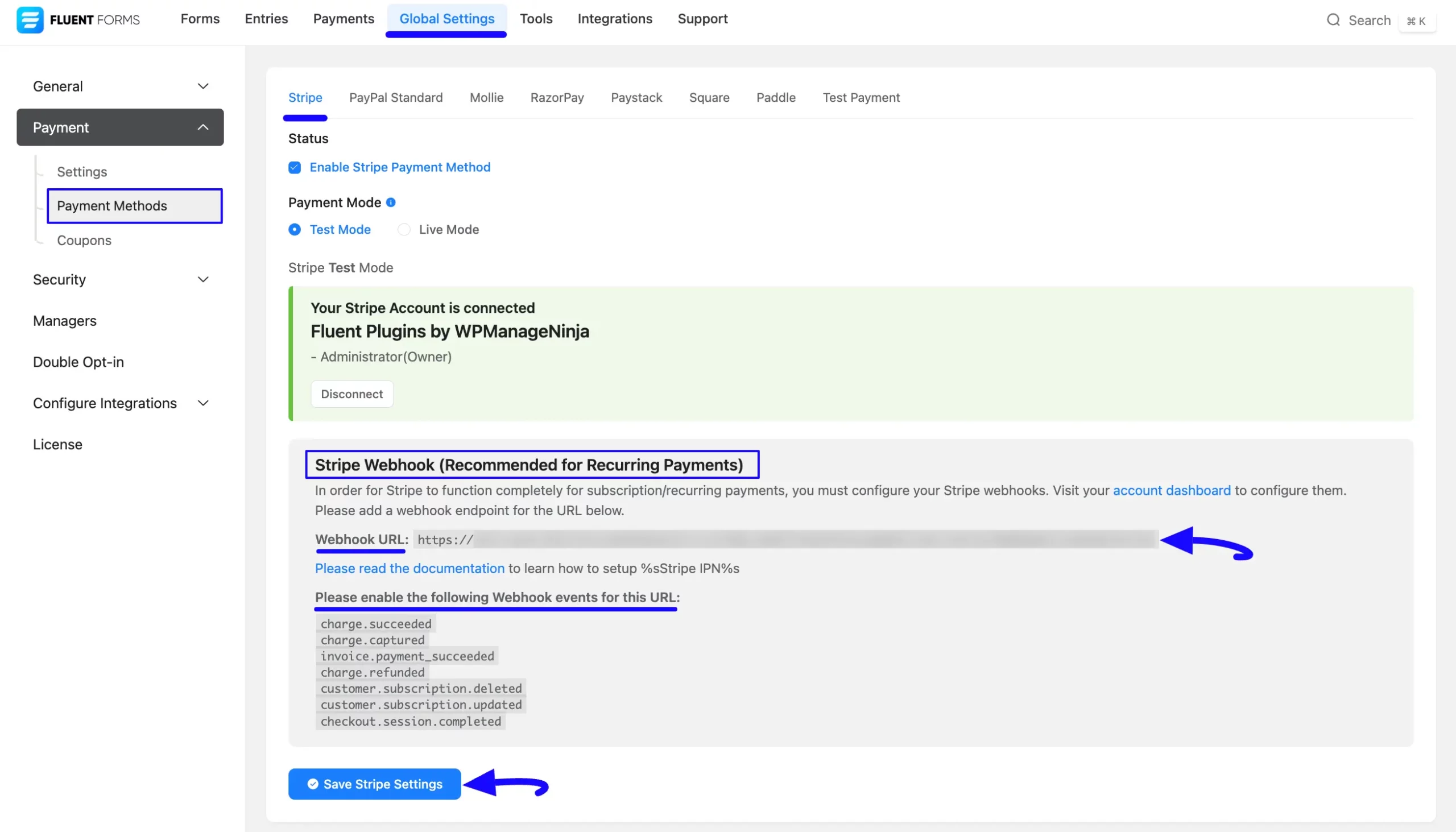 4. Add stripe webhook URL scaled 48155