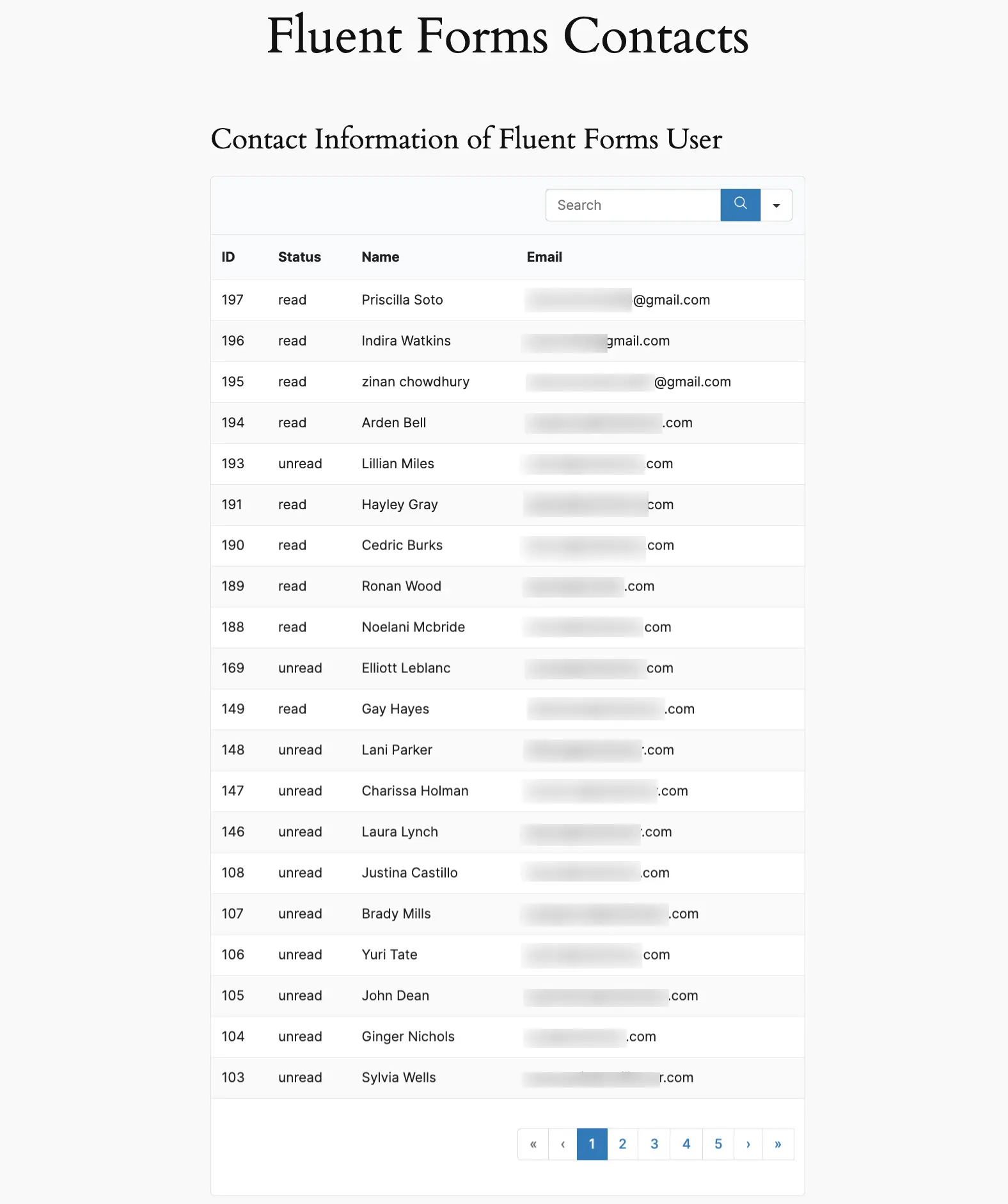 12. preview of Form Entries in a Page using Ninja Table 58158