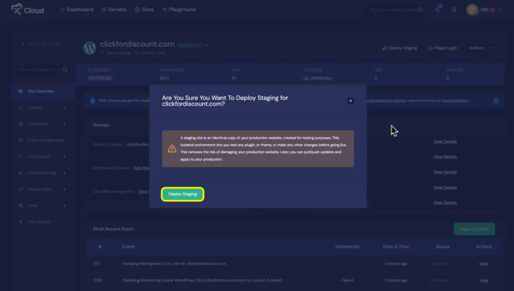 WordPress Staging Site Environment- xCloud