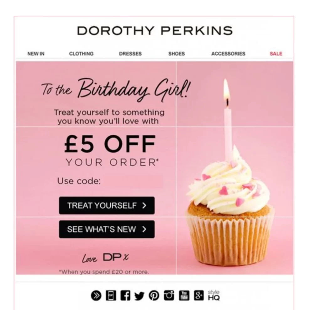 Example of Birthday coupon as an idea of eCommerce promotion.